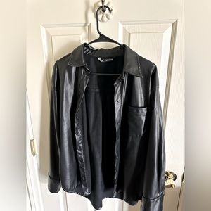 Faux Leather Shirt